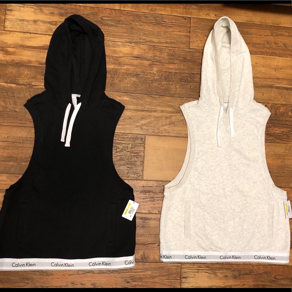 NWT Calvin Klein Sleeveless Hoodie. BLACK ONLY